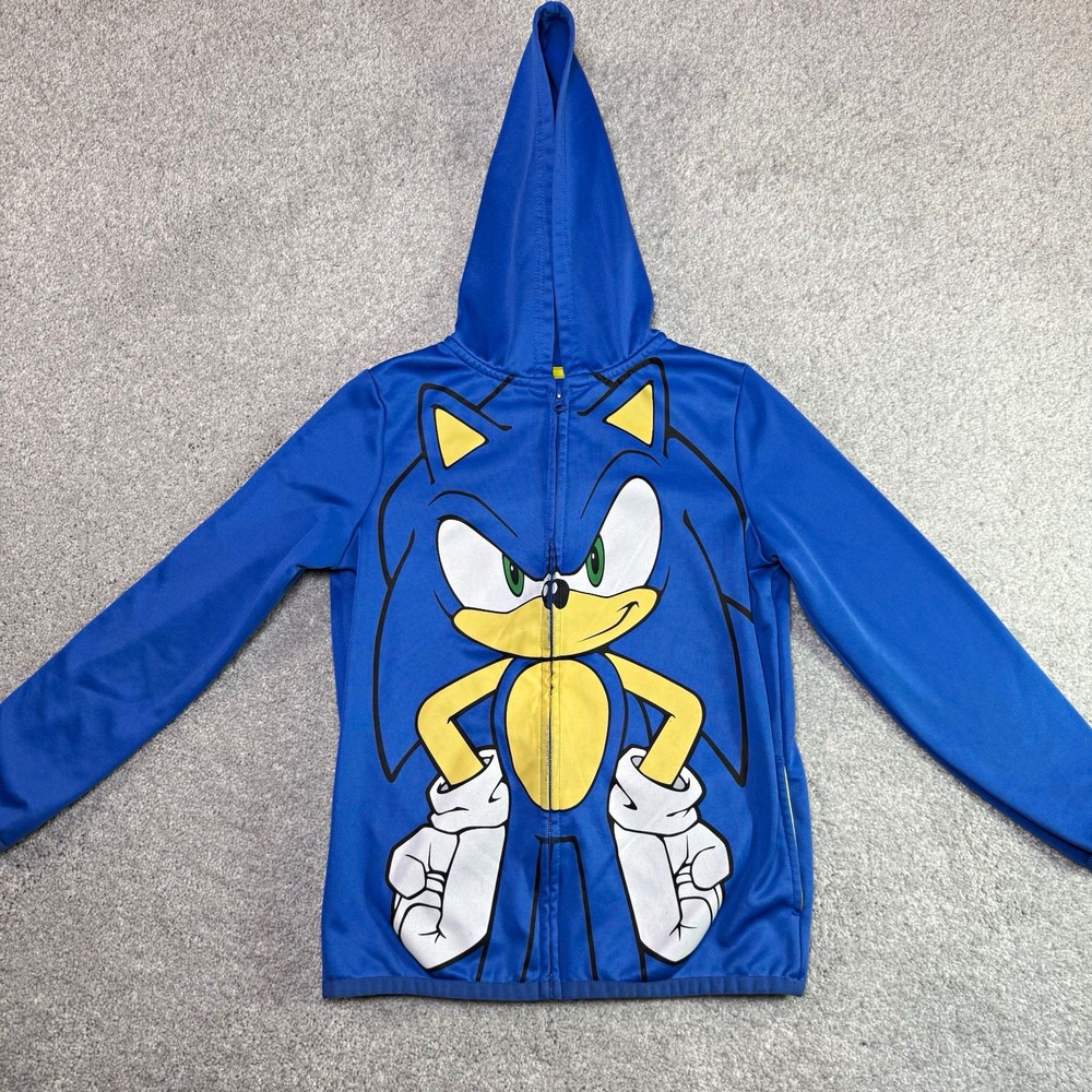 Jumping Beans Sonic The Hedgehog Boys Size 8 Fleece Full Zip Hoodie Blue SEGA